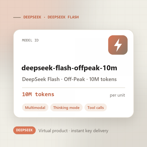 DeepSeek Flash · Off-Peak · 10M tokens