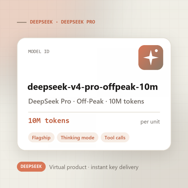 DeepSeek Pro · Off-Peak · 10M tokens