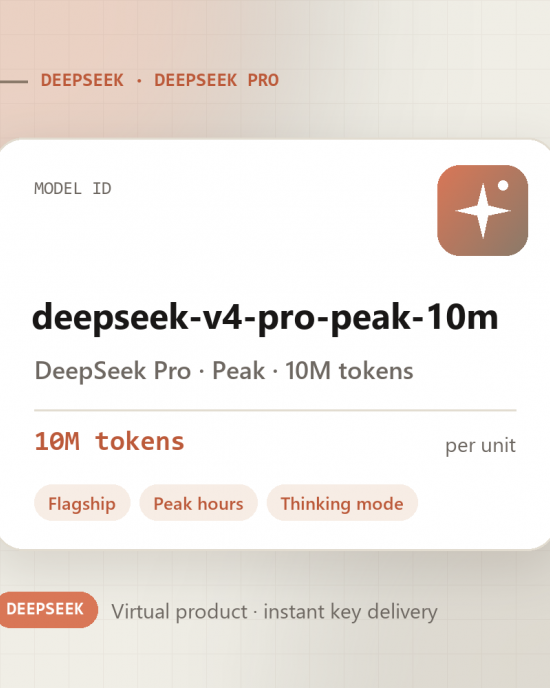 DeepSeek Pro · Peak · 10M tokens